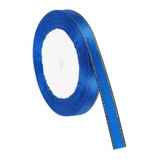 3/8 Inch x 24 Yards Double Face Satin Ribbon with Gold Edge, Cobalt Blue