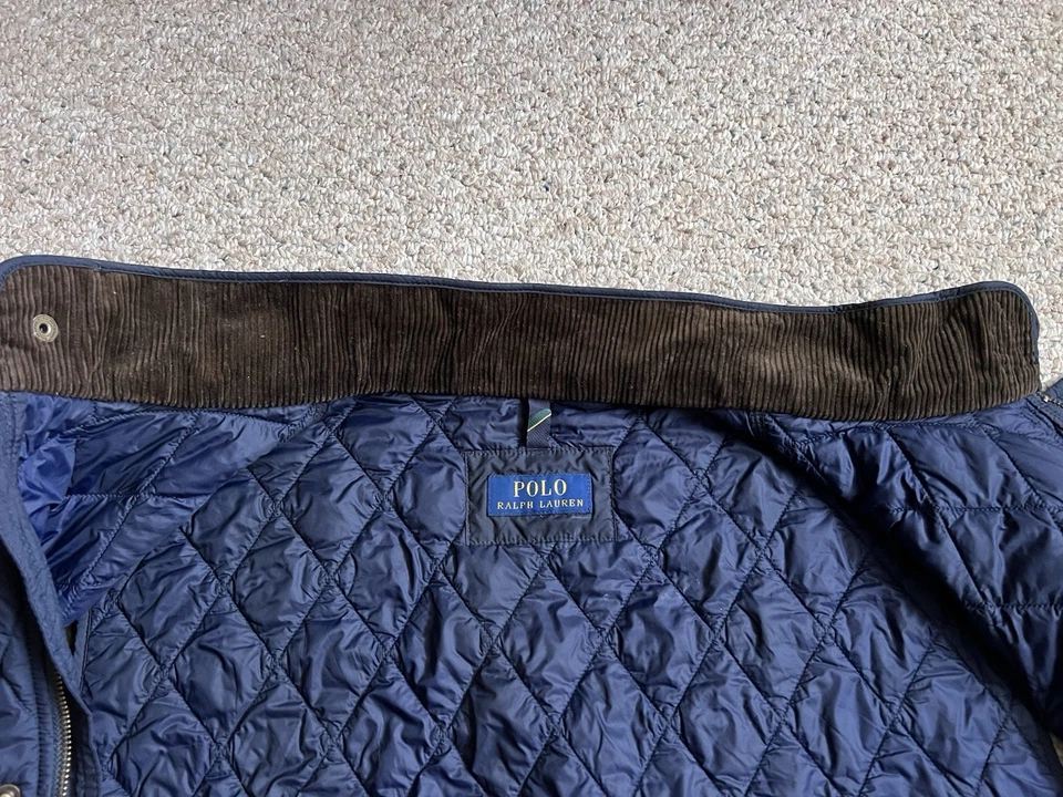 De Colección Polo Ralph Lauren Hombres Polo Club Chaleco Acolchado 3XL Azul Bolsillos con Cremallera Completa Foto 4 de 4