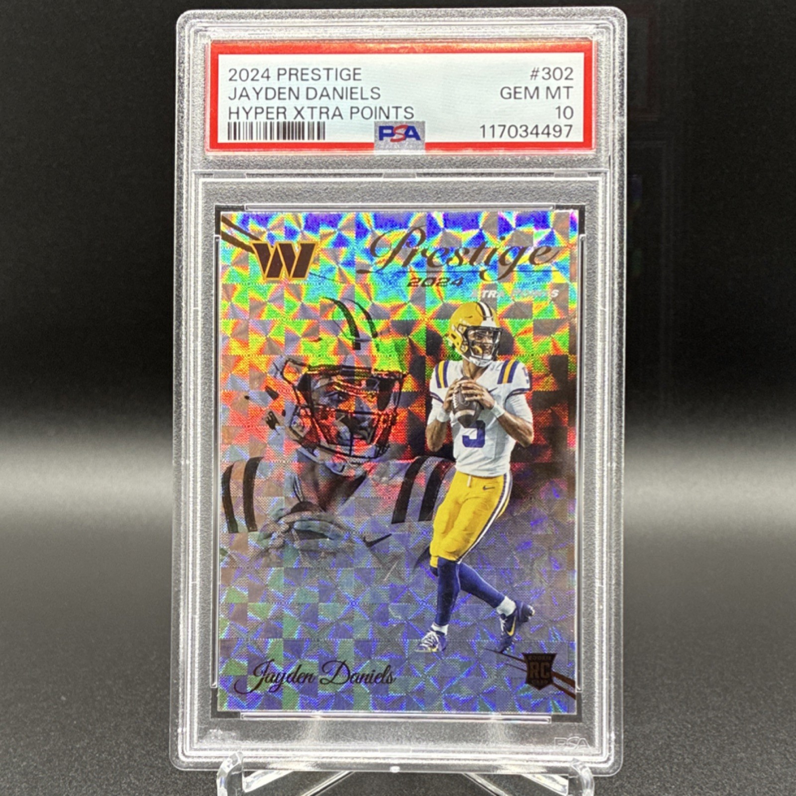 2024 Panini Prestige Jayden Daniels #302 Hyper Xtra Points Rookie PSA 10
