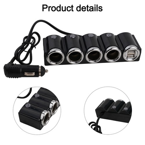 Effizienter 4-Wege Auto Steckdosen-Splitter mit zwei USB-Anschlüssen für mobil