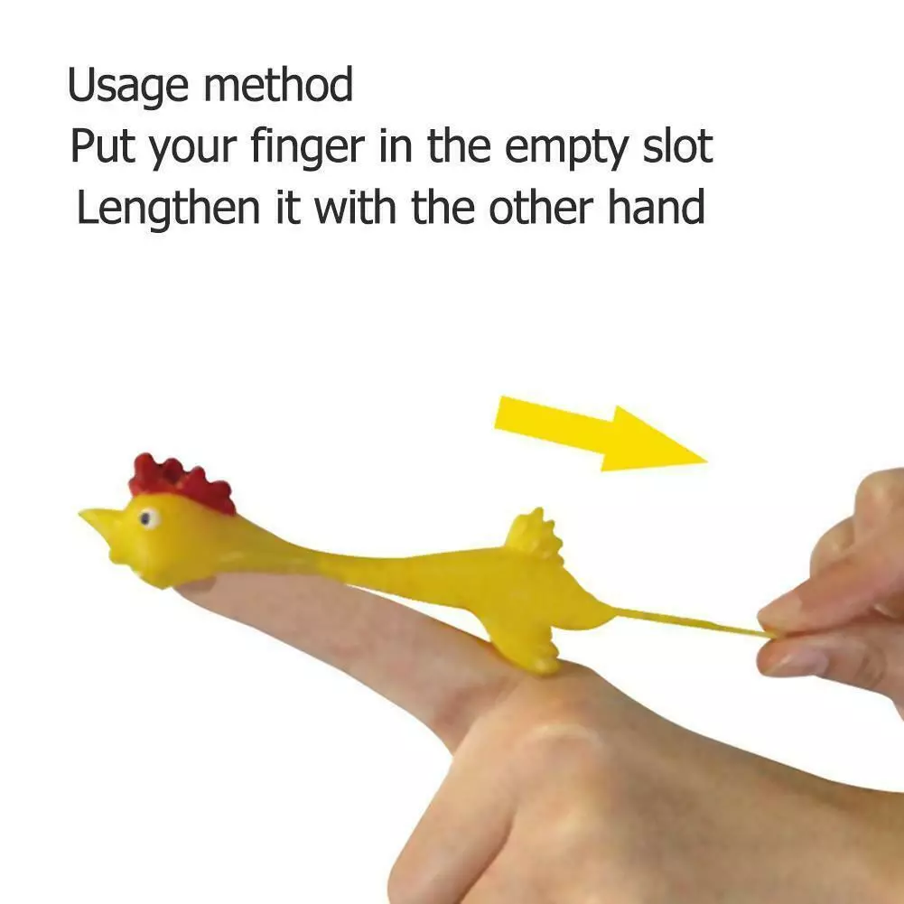 Sticky Flying Rubber Chicken Stretchy Turkey Finger Slingshot Kids Funny  Toys