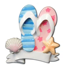 Flip Flop Beach Family 2 3 4 5 6 7 8 9 Personalized Christmas Ornament