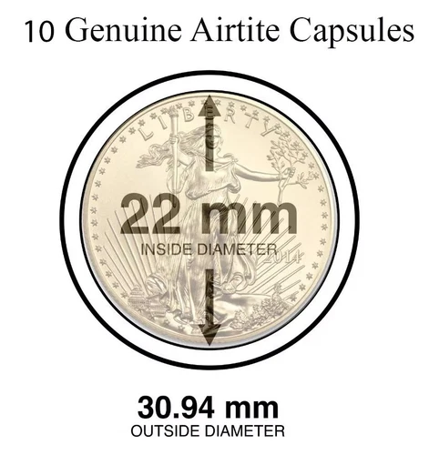 10 A22 AirTite Capsules For 1/4 Oz Gold Eagle Coin Direct Fit 22mm Genuine Clear
