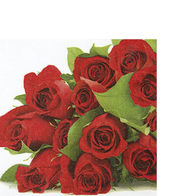 20 kleine Cocktailservietten Bunch of Roses Rosen Bouquet Hochzeitstag 25x25cm