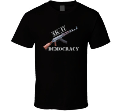 Men Sport Ak 47 Democracy Gun symbol vector concept design T Shirt Tee New