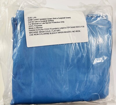 LOT OF 2 AAMI Level 1 BLUE Isolation Gowns Pk of 5  L / XL
