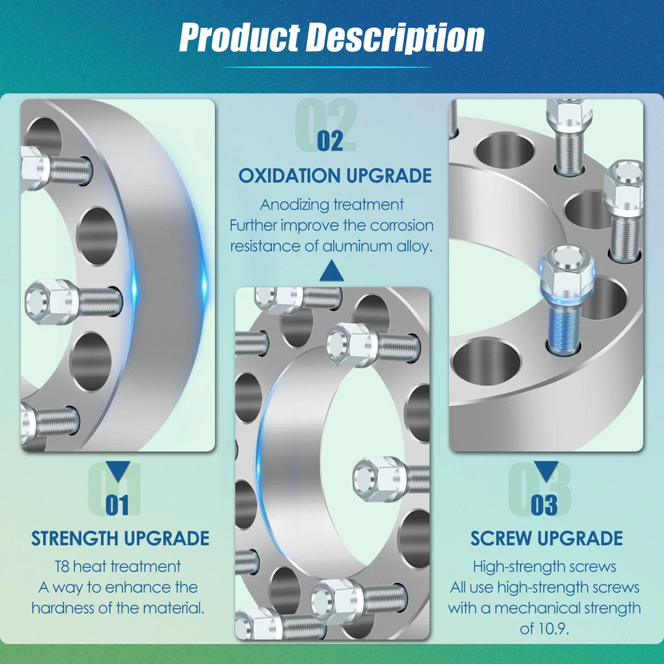 Adaptadores espaciadores de rueda 4 piezas 2" 8x6,5 a 8x180 para Chevy Silverado 2500 Hummer H2 Foto 3 de 4