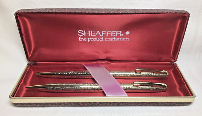 Sheaffer Golden Vintage Ball Pen and Pencil Set In It's Original Box Excellent