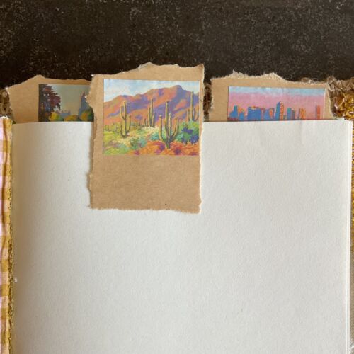 Diario cuaderno de bocetos de viaje hippie de ganchillo hecho a mano + tarjetas y postales - Imagen 7 de 16