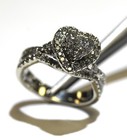 14k white gold 1.11ct heart diamond cluster engagement ring wedding band 6.3g 7 — photo 6