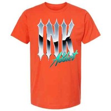 NEW InkAddict UNISEX CHROME INK Tee Shirt ORANGE SMALL-3XLARGE MADE IN USA