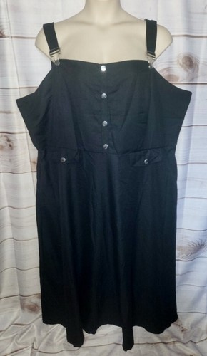 NWT Hot Topic 5 5x Black Midi Skirtall Overall Dress Plus Size Goth Vamp - Picture 10 of 21