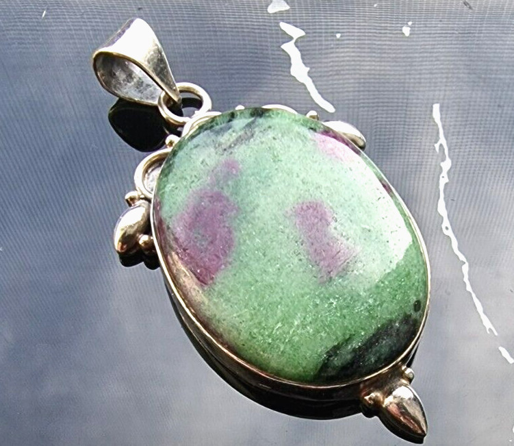 925 STERLING SILVER NATURAL RUBY ZOISITE CABOCHON… - image 2