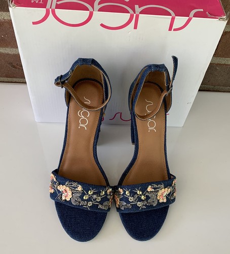 Sandali alla caviglia casual Sugar donna tessuto liscio punta aperta misura US 6 M NUOVI - Foto 2 di 10