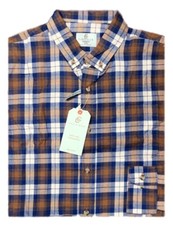 Class/Club Shirt Men's Long Sleeve Plaid, Brown, Sz 18/20