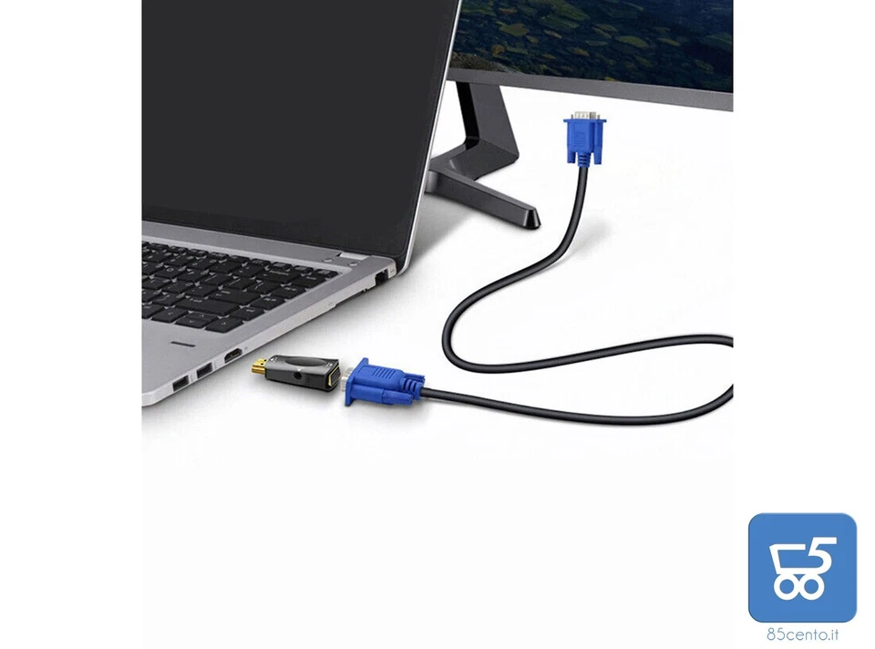 Adattatore HDMI Maschio a VGA Femmina + Cavo Audio Jack 3,5 mm per PC Notebook - Immagine 3 di 3