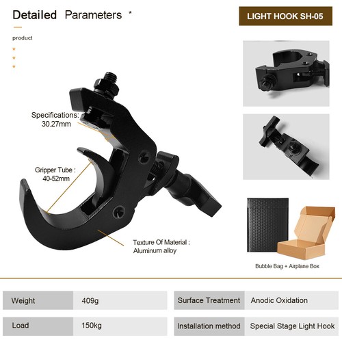SHEHDS Stage DJ Morsetti Illuminazione Truss Gancio Pieghevole Luce Gancio/Corda di Sicurezza Nero - Foto 23 di 47