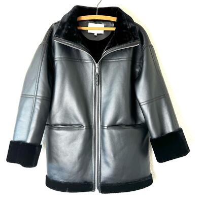 Rebecca Minkoff Faux Leather Faux Fur Lined Car Coat Size Small | eBay