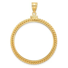 1850-1907 US $20 Liberty Double Eagle Screw Top Twisted Rope Coin Bezel 14k Gold