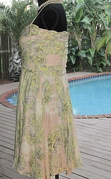 Abito supporto stampa seta pastello Versace con fibbia logo VERSACE IT42 S 4