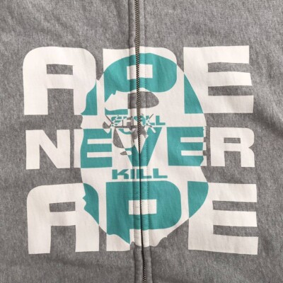 BAPE × kaws ASNKA logo full zip hoodie Gray A Bathing Ape Size L