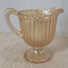 Vintage 4" Carnival Glass Pedestal Cream Pitcher