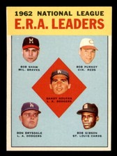 1963 Topps Baseball #5 N.L. E.R.A. Leaders Koufax Drysdale Gibson NM/MT *e1