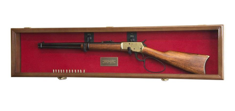 1 Single Rifle Gun Shotgun Display Case Cabinet Wall Rack Replica Civil ...
