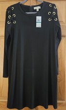 Michael Kors NWT Black w/Gold Detail  Longsleeve Large Dress RETAILS $135