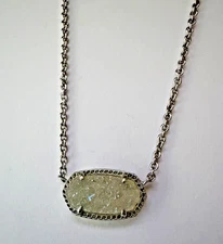 Kendra Scott Elisa Silver Tone Necklace with Iridescent Drusy