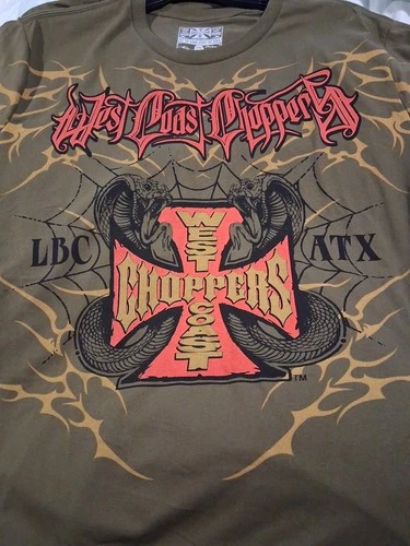 West Coast Choppers Jesse James Graphic Retro T-Shirt Motorcycle Cross Snake 3XL image 3