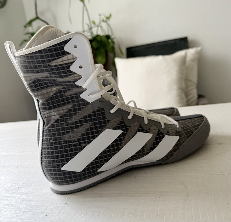 adidas Box Hog 4 Boxing Shoes Gray White High Top Adult Unisex Sz 7
