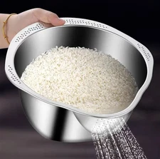 1pcs Stainless Steel Rice Washer Bowl 304 Colander Strainer for Kitchen Use