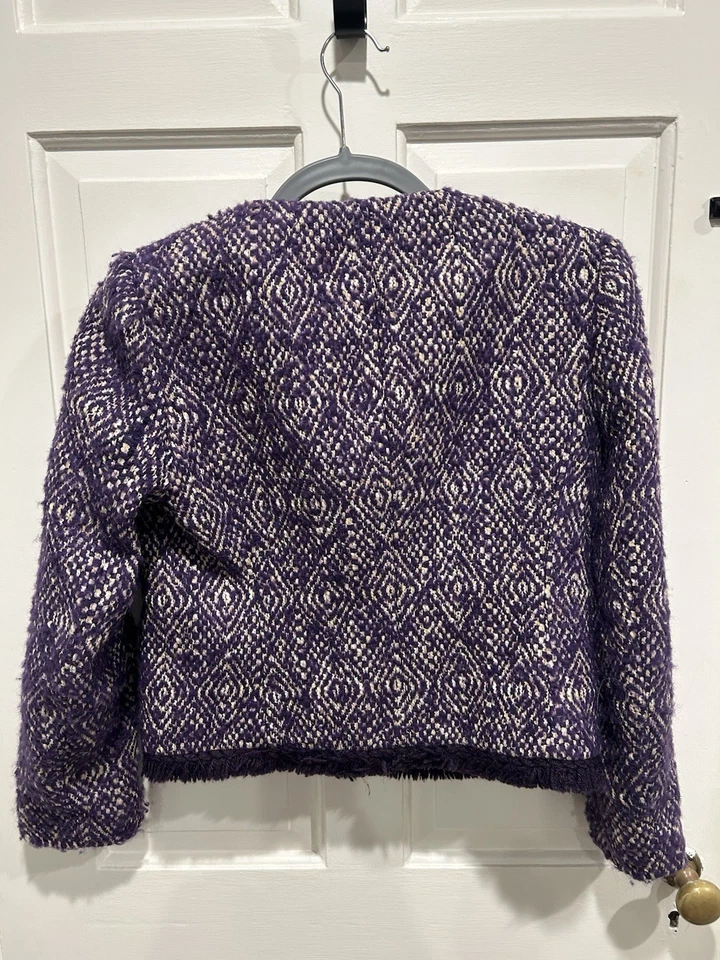 Blazer de tweed a medida para mujer J.CREW mezcla de lana, púrpura, talla 2 Foto 3 de 3