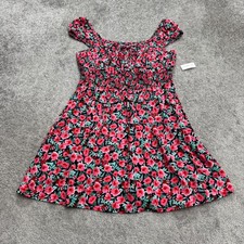 Old Navy Smocked Aline Mini Dress Womens Large Pink Floral Elastic Summer NWT