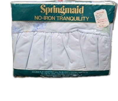 Vtg NOS Springmaid No-Iron Tranquility Double Flat Sheet Floral '70s 54 X 76 In.
