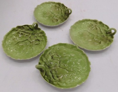 4 Royal Bayreuth Lemon Tray Handled Plate Green Cabbage Leaf 5 1/4  Bavaria