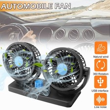 12V Car Fan Dashboard Air Cooling Fan Dual Head Adjustable Cooler Circulator Fan