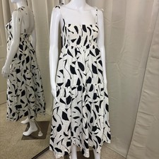 ASTR The Label Black Abstract Linen Smocked Midi Dress AC Womens Medium
