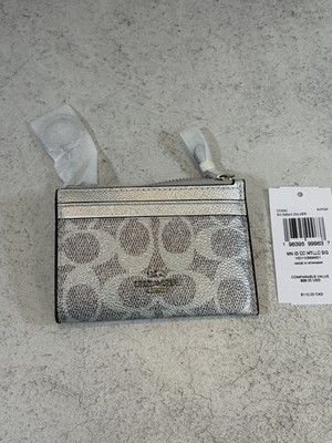 小物 CTHY SILVER WALLET & CARDCASE Coach Mini Skinny ID Card Case Wallet Gray/Silver Pearlized