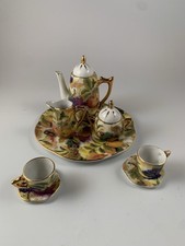 Vintage Ceramic Porcelain Decorative Miniature Tea Set Fruit Design 10 Piece