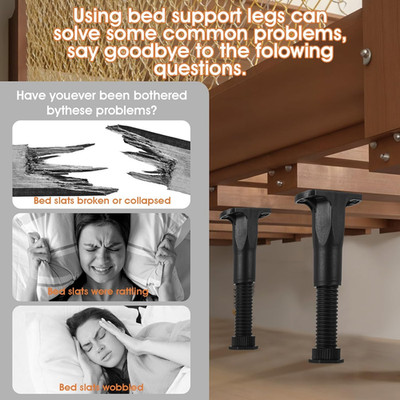 6Pcs Adjustable Height Bed Support Legs 5.1-8.7 Inch Bed Frame Center Bed Sla...