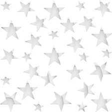 80 Pcs Silver Stars Acrylic Mirror Wall Stickers with Adhesive Art Decal Satin