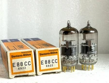 2 NOS tubes  E88CC 6922  matched pair Siemens Munich 1963 grey plates
