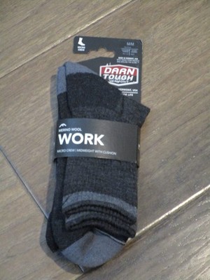DARN TOUGH FRED TUTTLE MIDWEIGHT MICRO CREW WORK SOCKS IN GRAVEL  SIZE MEDIUM