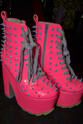 YRU night terror hot pink platform boots