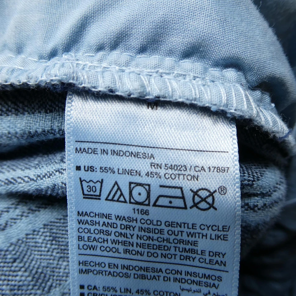 Pantalones Old Navy para mujer azul medio tiro alto pierna ancha lino algodón rayas informales Foto 4 de 4