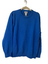 L.L. Bean Men's Sz Large Heavy Knit Blue Cotton Pullover Sweater 258547 LL Bean