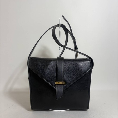 Yves Saint Laurent Shoulder Bag Black Leather 7.5x8.3x2.0 in