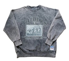 Vintage 90s Nutmeg Oakland Raiders L-XL Mens USA Made Weathered Grey Sweatshirt